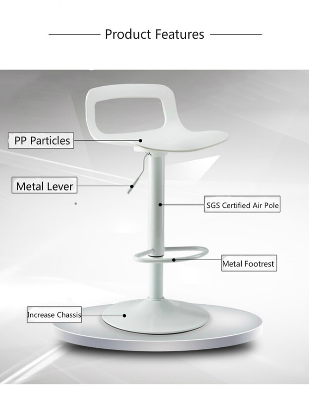 Chaise de Bar Rotative Moderne et Simple, Tabouret Haut Réglable, avec Dossier, Châssis Assise