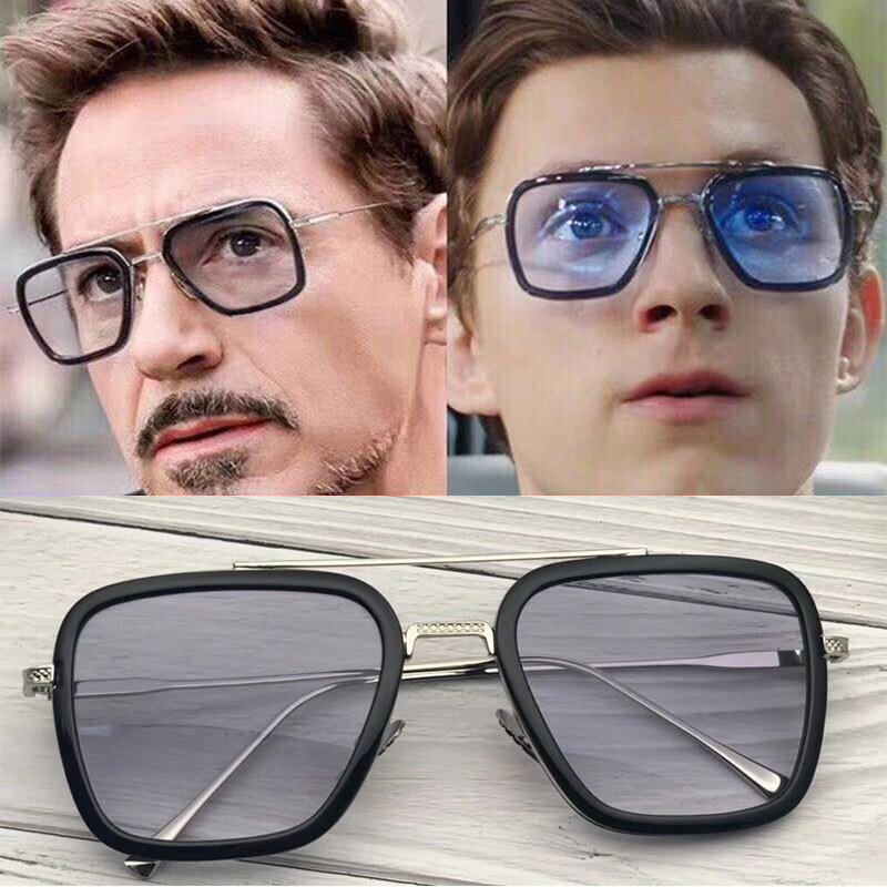 CURTAIN Retro Vintage Designer Steam Punk Pilot Sunglasses Iron Man 3 TONY Stark Sun Glasses Men Gothic Rossi Coating  UV400