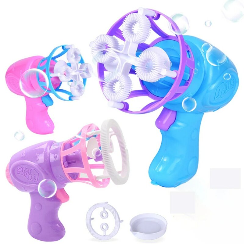 2022NEW Summer Funny Magic Bubble Blower Machine Electric Automatic Bubble Maker Gun with Mini Fan Kids Outdoor Toys Wedding