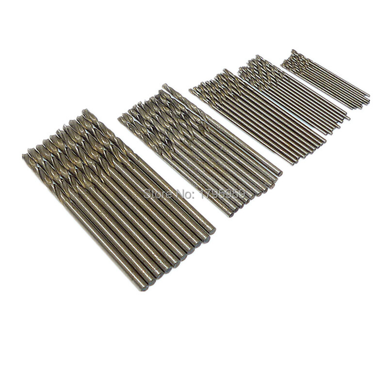 Conjunto de brocas micro torção 0.6mm a 2.0mm, 50 peças mini brocas de aço de alta velocidade pcb de haste reta para ferramenta de broca elétrica