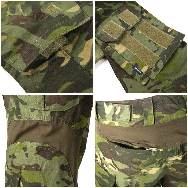 Conjuntos de ropa militar para hombre, uniformes tácticos, traje de combate del ejército BDU, Camuflaje, camisetas de manga larga, pantalones de trabajo de carga