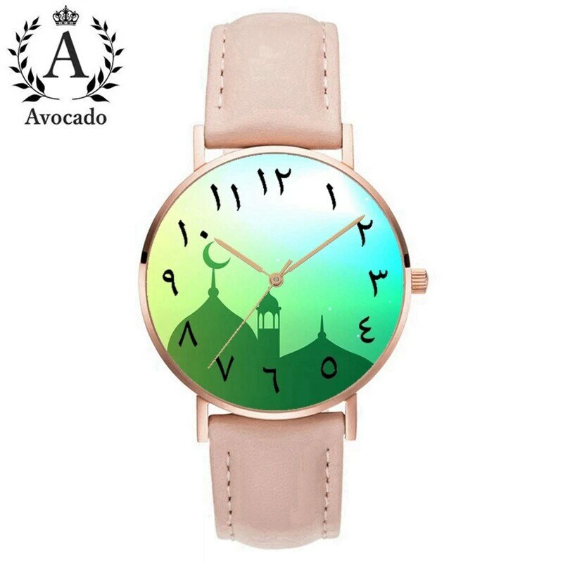 2020 novo relógio de couro árabe islam castelo moda relógio de pulso de quartzo relógio de senhoras