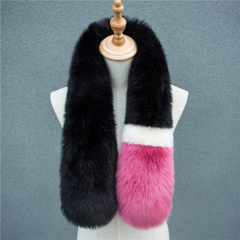 2018 new fashion scarf High quality women warm fox fur scarf new fashion scarf faux fur warm scarf women girl cute  sweet style