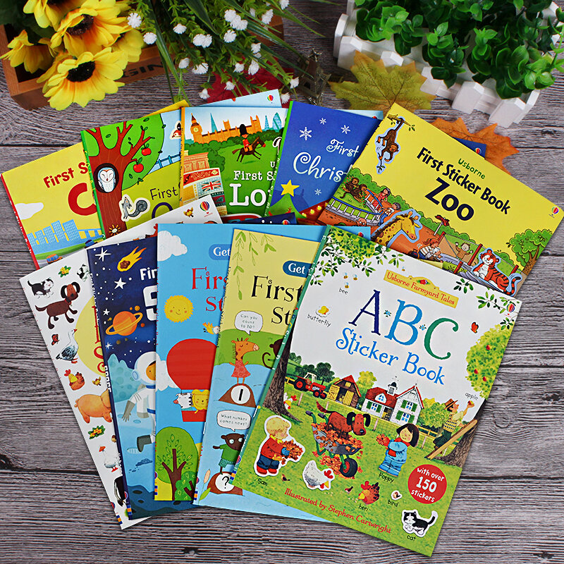 5 books/set Usborne children English picture sticker book colouring ...