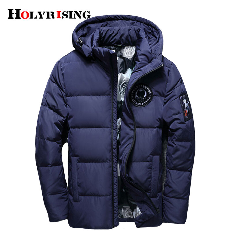 Holyrising jaqueta masculina men down jacket Men hooded down coat casaco masculino inverno Men Winter thin Duck Down18381