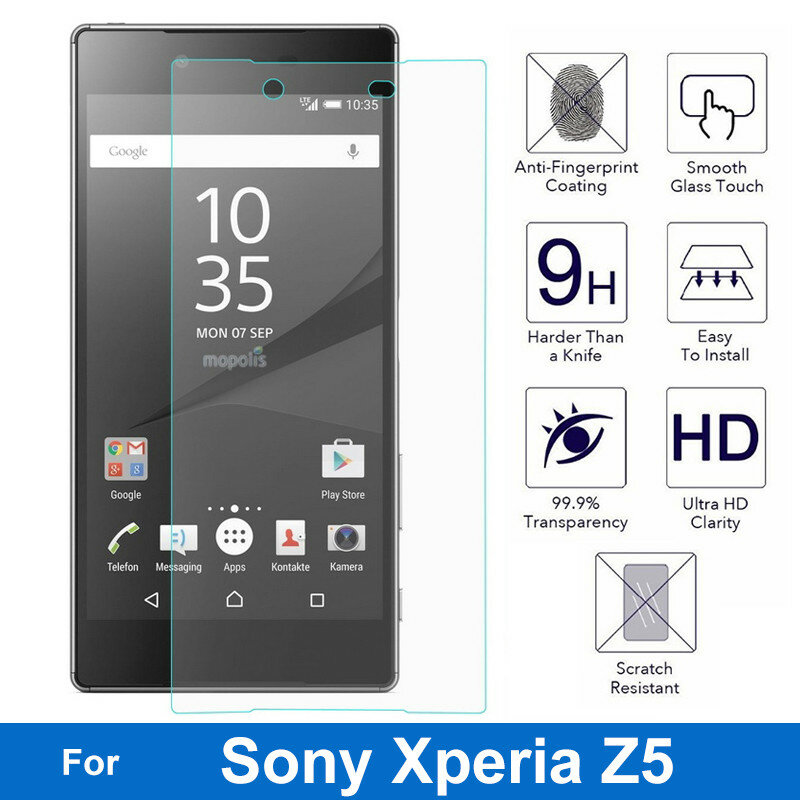 3x protección de vidrio para Sony Xperia z5 e6603 e6653/dual real vidrio lámina protectora de pantalla 