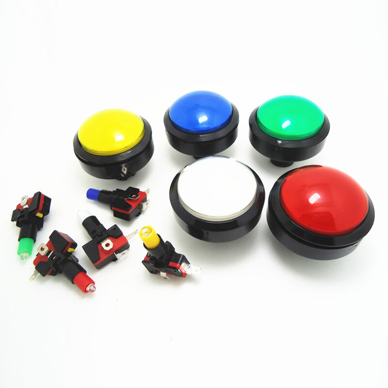 Mame jamma mulitcadeアーケードマシン用の照明付きボタン,マイクロスイッチ付き,5色あり,60mm,12v