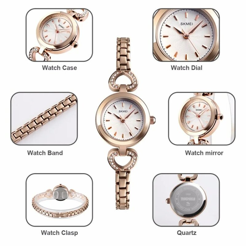 Skmei Nieuwe Mode Quartz Horloge Vrouwen Luxe Merk Roestvrij Stalen Armband Horloges Dames Rhinestone Dress Horloges Vrouwelijke Klok