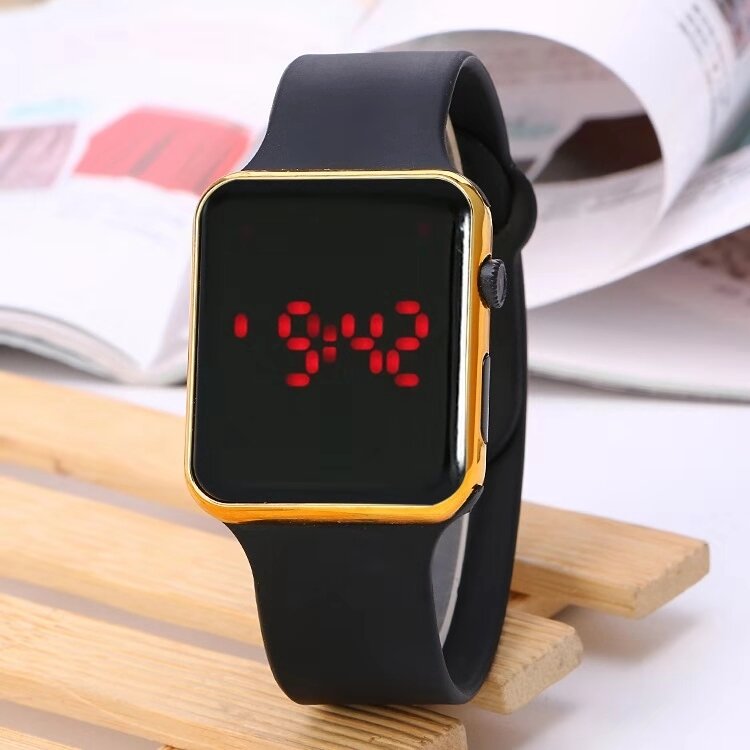 Лидер продаж, новые модные электронные часы Apple watch с гальваническим покрытием, квадратные светодиодные силиконовые часы для студентов