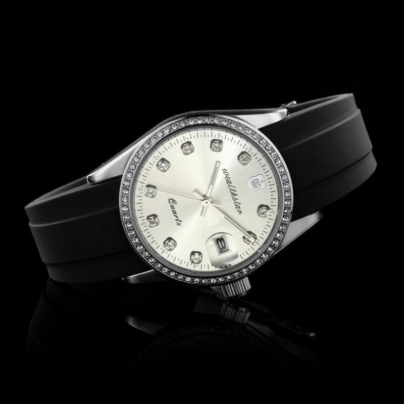 Wealthstar Top Marque Femmes strass cadran montres de marque de luxe de mode décontracté bracelet en silicone quartz sport courrier montres