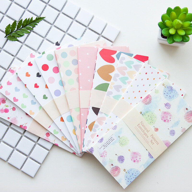Mini sobre de papel colorido de dibujos animados de Corea, sobres artesanales de regalo de bebé pequeño Kawaii para invitaciones de letras de boda, 20 piezas por lote