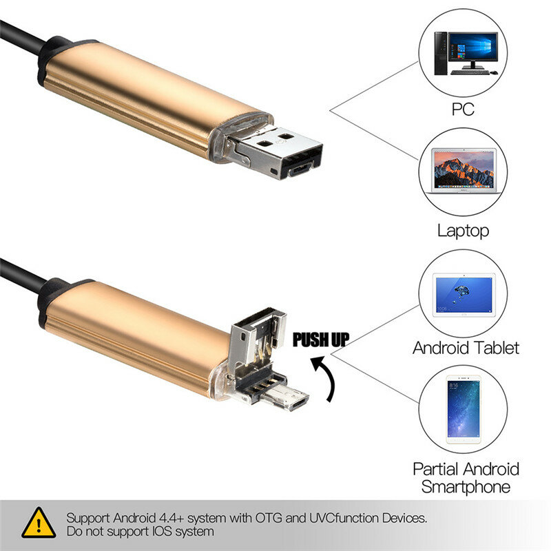 7mm 2 IN 1 USB 내시경 480P HD 스네이크 튜브 및 안드로이드 보어스코프 USB 내시경 검사 마이크로 카메라 PC 스마트폰, 7 피스