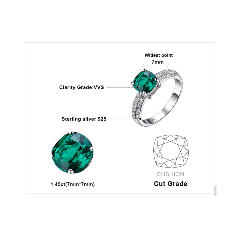 JewelpopPalace-Bague émeraude verte simulée pour femme, boucles d'oreilles créoles, ensembles de bijoux en pierres précieuses, argent regardé 925, bijoux de mariage