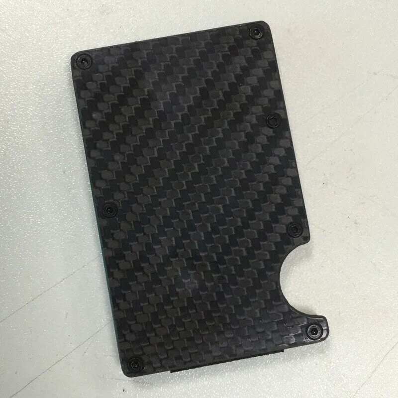 Mini carteira de fibra de carbono para cartões, porta-cartões de crédito com elástico, feito em alumínio