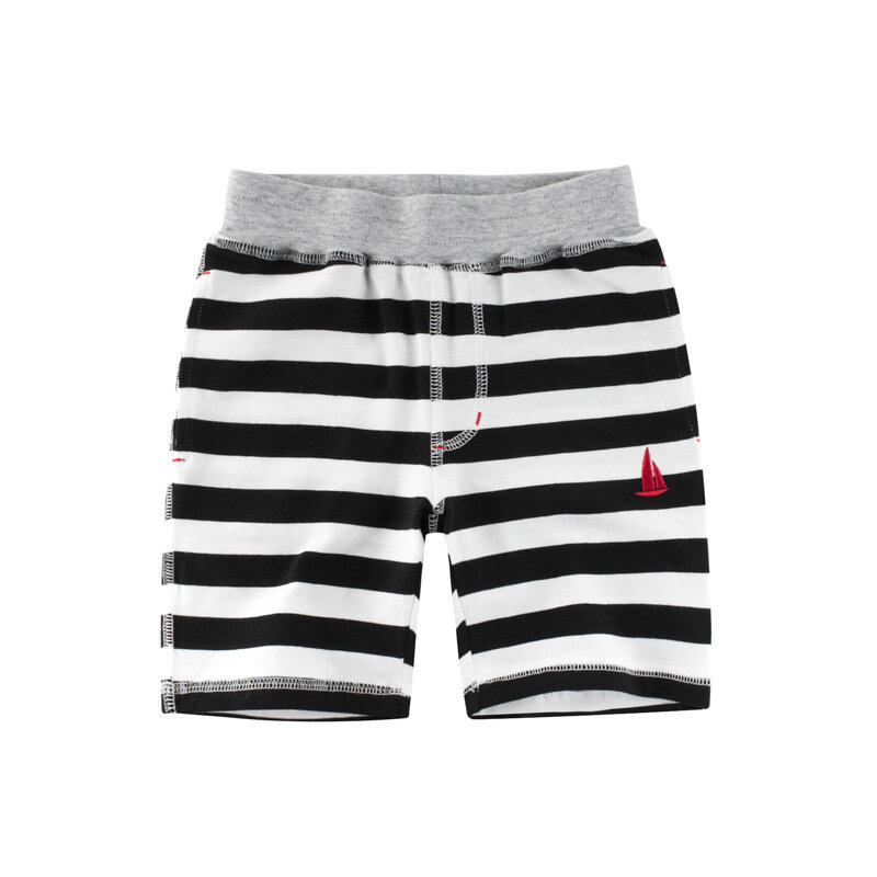 Modne spodnie w paski bawełniane spodnie dla dzieci spodnie dla dzieci dla chłopców letnia plaża luźne pięciopunktowe chłopięce Grils ubrania