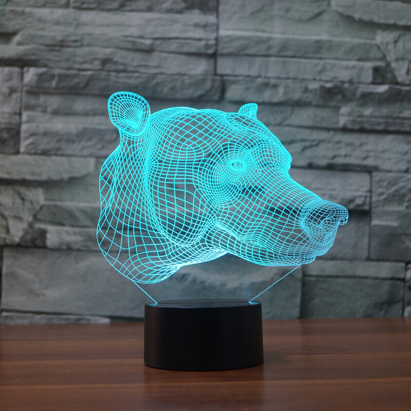 3D LED lampka nocna zwierząt oświetlenie dekoracyjne 7 zmienia kolor stół akrylowy lampa do dekoracji wnętrz dzieci zabawki prezentowe