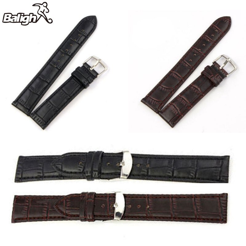 Mode Einzigartige PU Lederband Stahl Schnalle Armbanduhr Band Weiche 18 ~ 24mm
