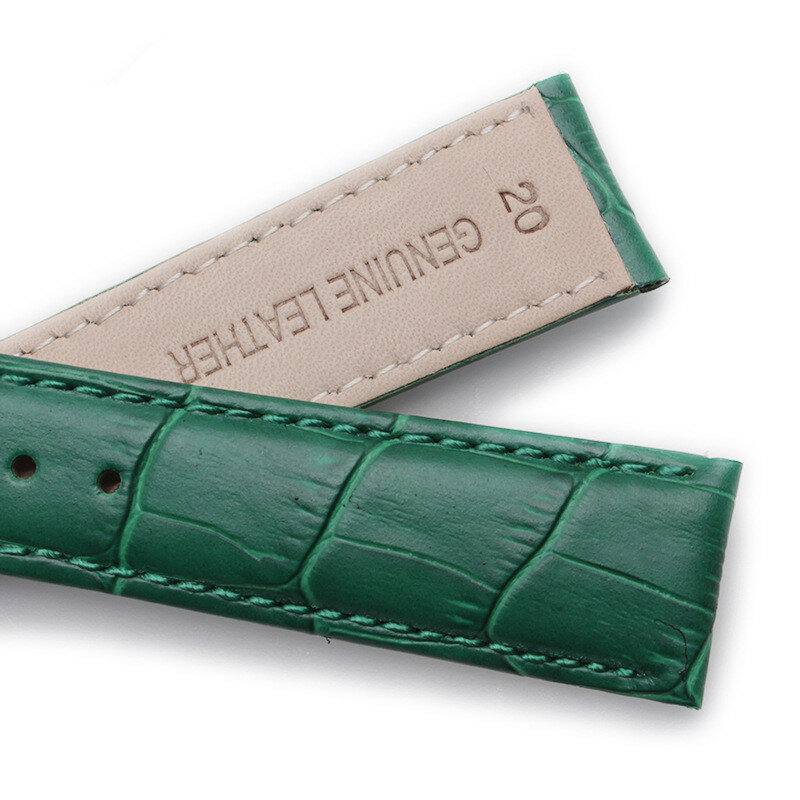 Grão de bambu verde pulseira de relógio de couro genuíno borboleta fivela pulseira das mulheres dos homens 12mm 14mm 16mm 18mm 20mm 22mm