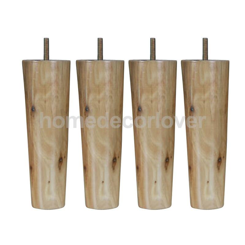 Muebles de madera maciza de eucalipto, patas de sofá de 8 pulgadas de altura, forma cónica, Color Natural, 4 Uds.