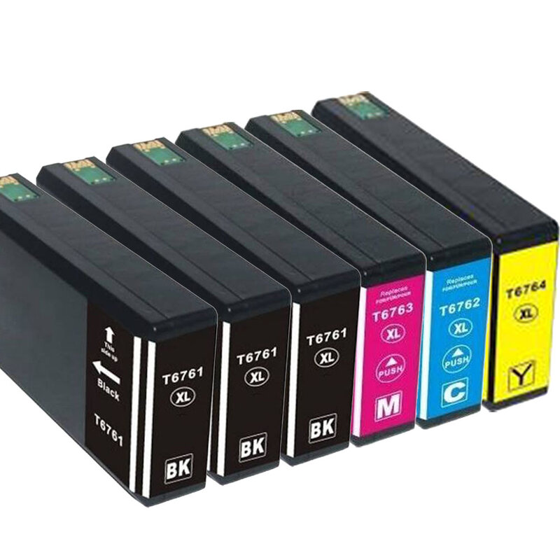 6 Pack ตลับหมึกสำหรับ Epson 676 T676XL WorkForce WP-4520,4530,4533,4540,4590, 4010,4020,4023,4090