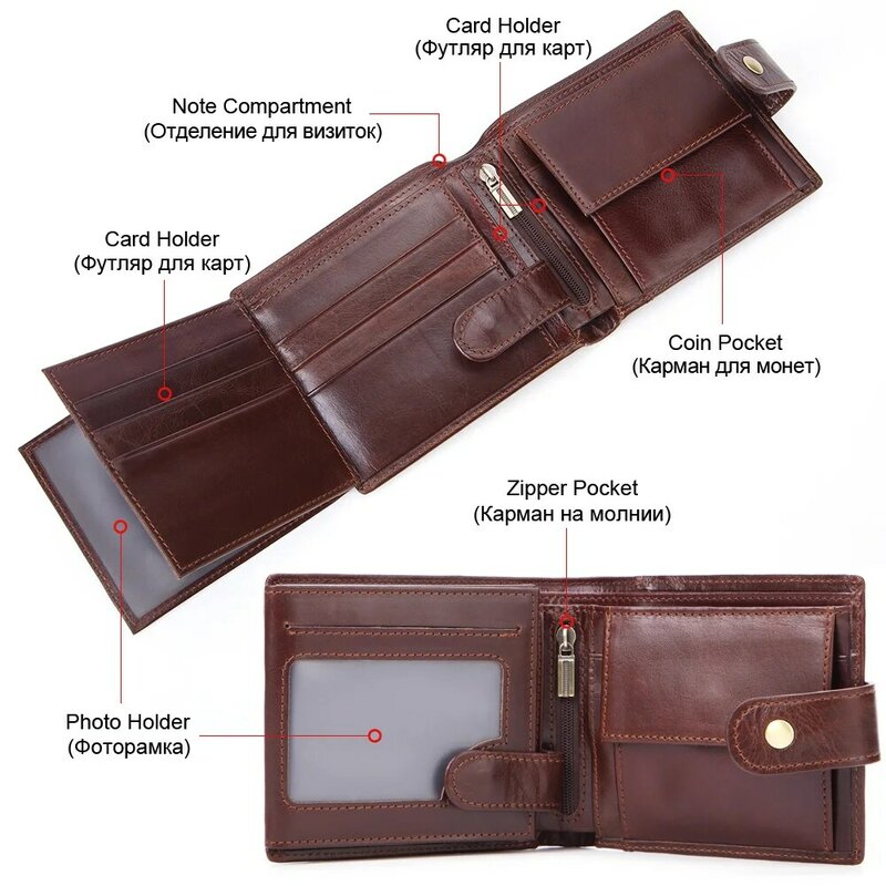 MISFITS cowhide men short wallet brand fashion purse with coin pocket 100% genuine leather credit card holder money bag for male