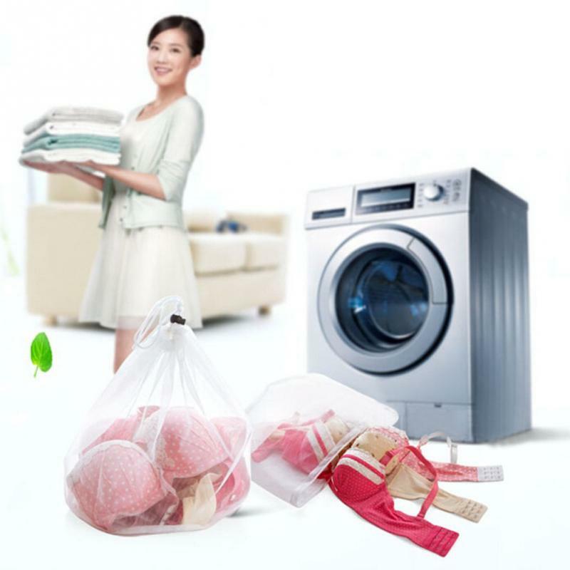 Bolsas de malla de lavandería con cordón, red de ahorro de ropa, bolsa de lavado fuerte para lavadora, bolsa de red gruesa, paquete de ayuda para sujetador de lavandería
