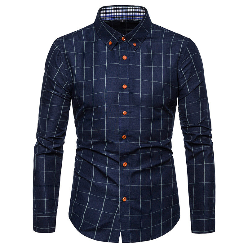 Camisas masculinas xadrez mangas compridas magro ajuste solto casual topos para primavera nyz shop