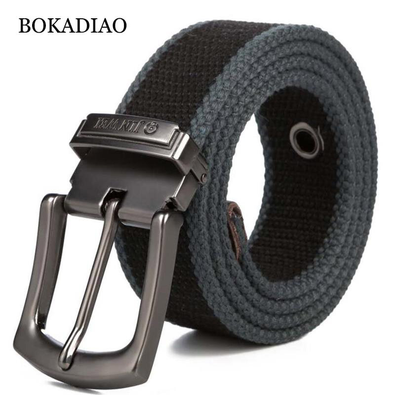 Bokadiao-Cinturón Militar De Lona Para Hombre Y Mujer Hebilla De Metal Brillante De Lujo Cinturones Tácticos Del Ejército Para Mujer Correa De Cintura Masculina 