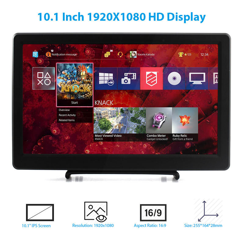 Elecrow 10,1 zoll HD LED Display 1920X1080p IPS Raspberry Pi 4B + Monitor Video Lautsprecher Bildschirm für Xbox Windows System laptops