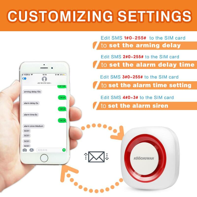 Koochuwa-sistema de alarme panico para idosos, sistema de segurança gsm sem fio, com botão de alarme, sms, 2g