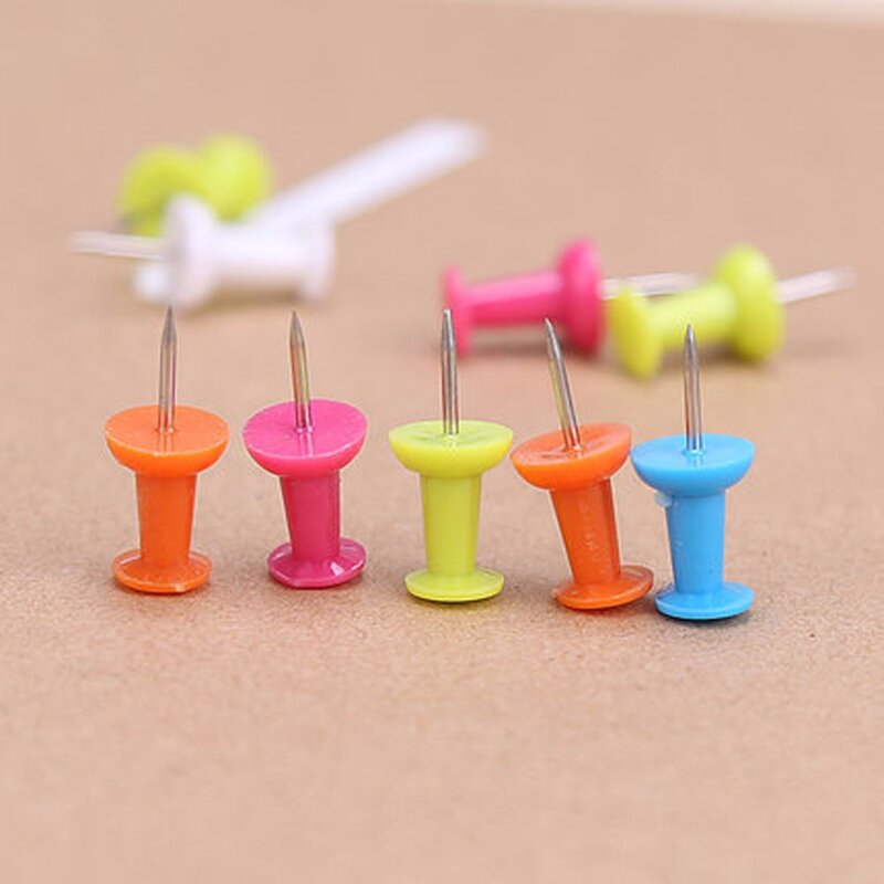100 Pcs/Pack Colorful Plastic Push Nail for School Stationery & Office Supply
