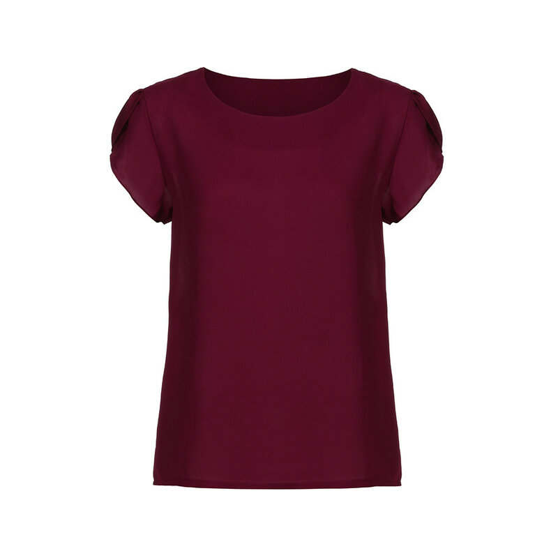 Moda 2019! Camisa de chifón de manga corta de verano con cuello en V para  mujer, blusas Rojas D667 3…