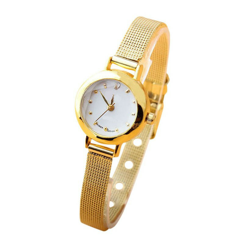 Golden Small Chic Relojes Dial Steel Band Quartz Wrist Watch Gift Girl Women Lady Relogio