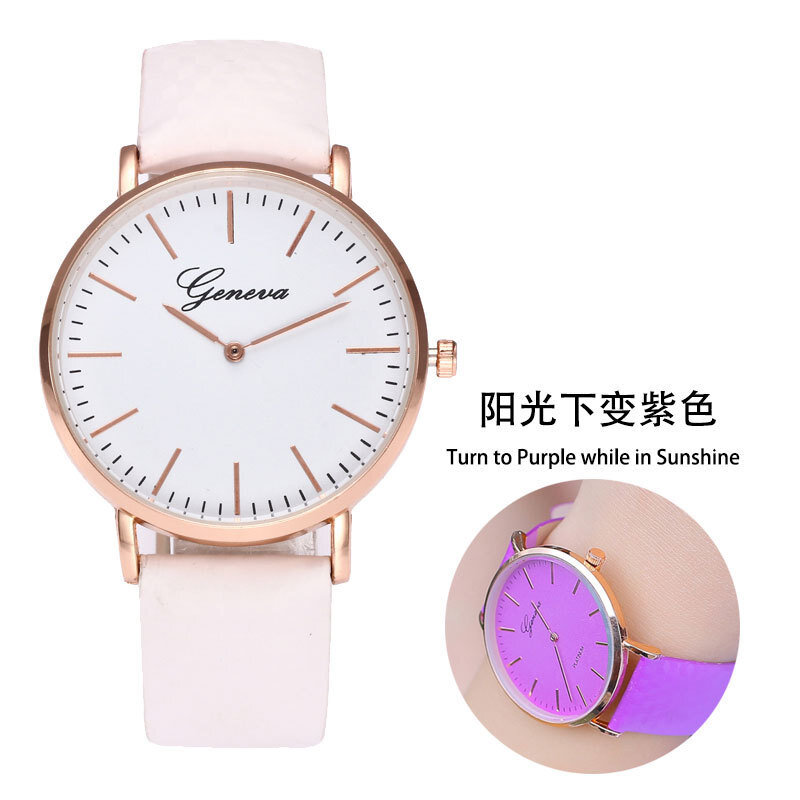 Nieuwe Mode Eenvoudige En Innovatieve Warme Kleur Verkleuring Dameshorloge Paar Quartz Student Horloge Riem Meisje Horloge Gift Klok