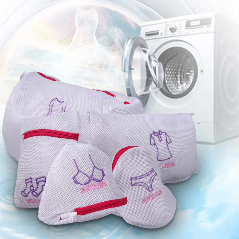 Fashion Zippered Mesh Laundry Wash Bags Foldable Delicates Lingerie Bra Socks Underwear Washing Machine Clothes Protection Net