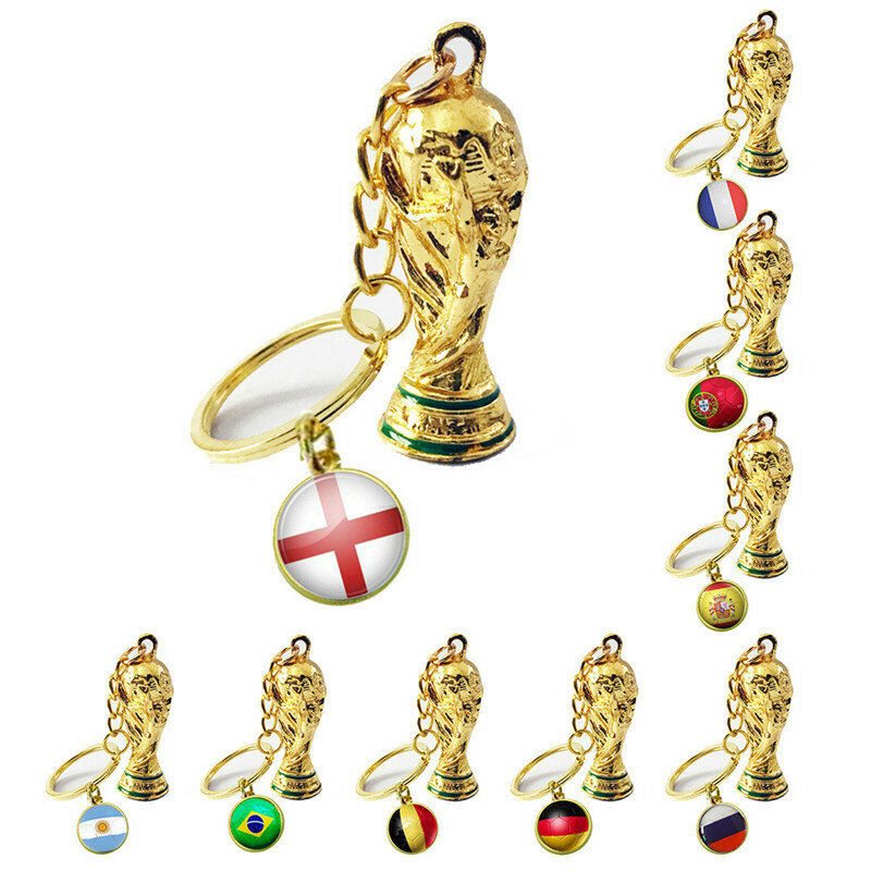 Llaveros de fútbol con bandera nacional, soporte de Metal para llave, trofeo, bola, regalos de juego, 2020