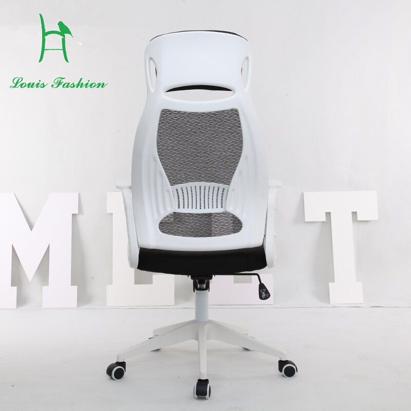 Cadeira de escritório fashion em tecido giratório, ideal para reuniões, escritórios e escritórios, branca e preta