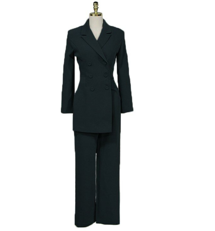 Nowa moda biuro OL dwurzędowy kobiety kombinezony jesień z długim rękawem nieregularne odzież robocza Notched Collar kombinezon kombinezony