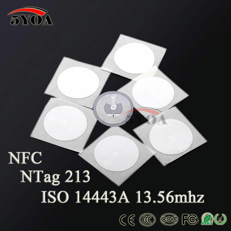 50 Uds etiqueta NFC pegatina 13,56 MHz ISO14443A 213 NFC etiqueta RFID etiqueta Universal