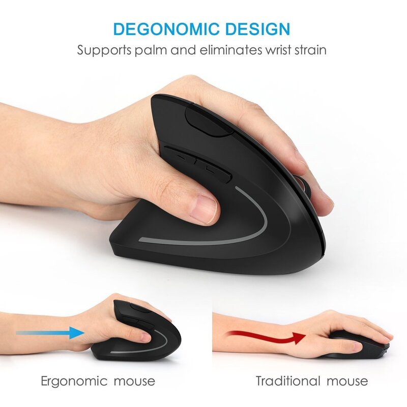 CHYI ergonomiczna mysz pionowa 2.4G bezprzewodowa prawa lewa ręka gry komputerowe myszy 6D mysz optyczna USB Gamer mysz do laptopa PC