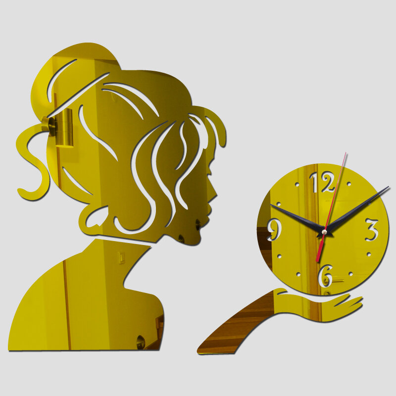 2020 new wall clock clocks reloj de pared watch horloge Acrylic mirror stickers People Living Room Quartz Needle