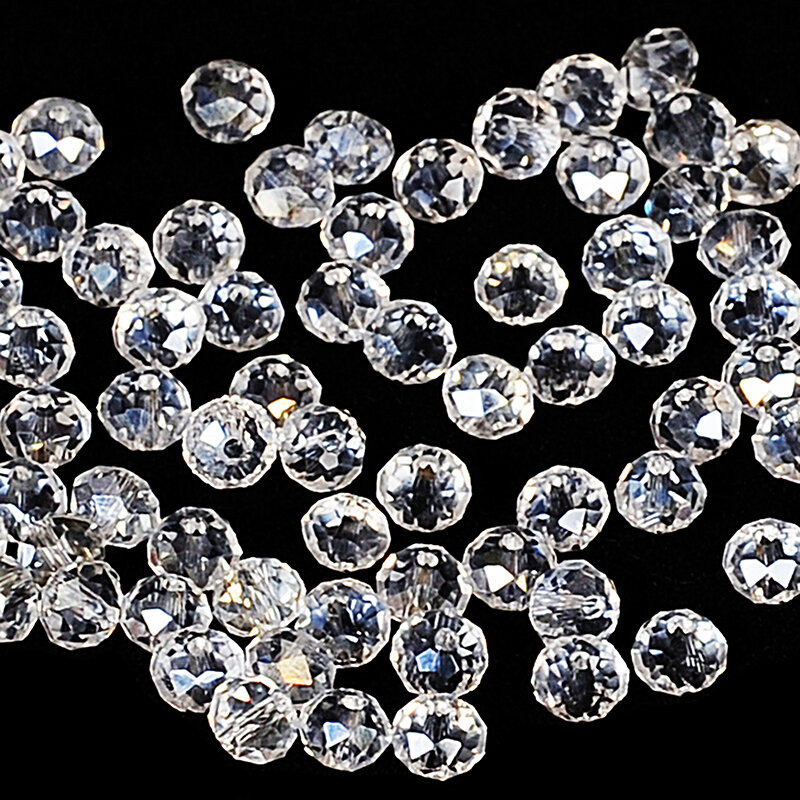 Rondelles en cristal pour travaux d'aiguille, accessoires de bricolage pour femmes, perles à facettes amples en verre, 4 6 8mm