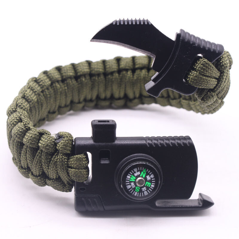 Outdoor Multifunctional Paracord Umbrella Rope Compass knife Outdoors Survival Whistle Explore Bracelets knife Tool set