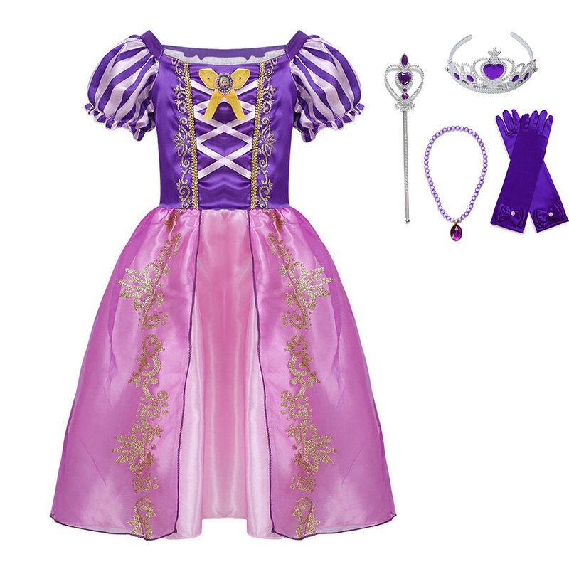 Kleine Meisjes Prinses Zeemeermin Doornroosje Belle Dress Up Kostuum Met Accessoires Kids Elza Anna Sneeuwwitje Aladdin Cosplay