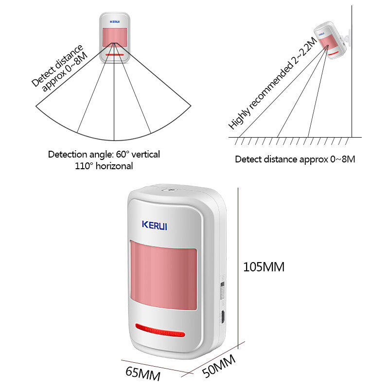 KERUI – détecteur de mouvement pour système d'alarme domestique GSM PSTN, 3 pièces/lot, capteur infrarouge PIR sans fil pour Garage