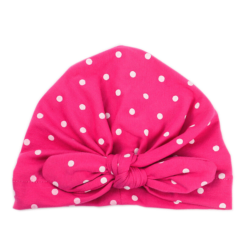 Sweet Dot Bowknot Children Cap Beanie Spring Autumn Newborn Turban Kids Hats Shower Birthday Gift
