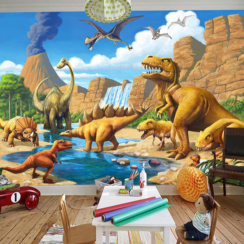3d Nursery Dinosaur Custom 3D Made Kids Room Wallpaper 