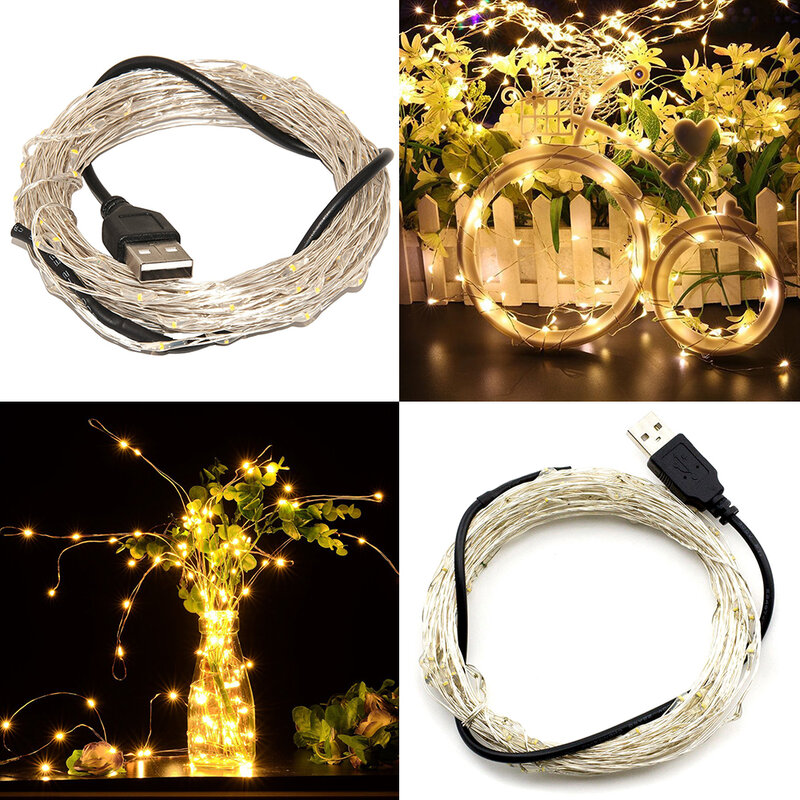 Guirlande lumineuse décorative à 100 LED, 10m, avec alimentation Usb, pour Festival, fête de noël, mariage, clignotante, féerique