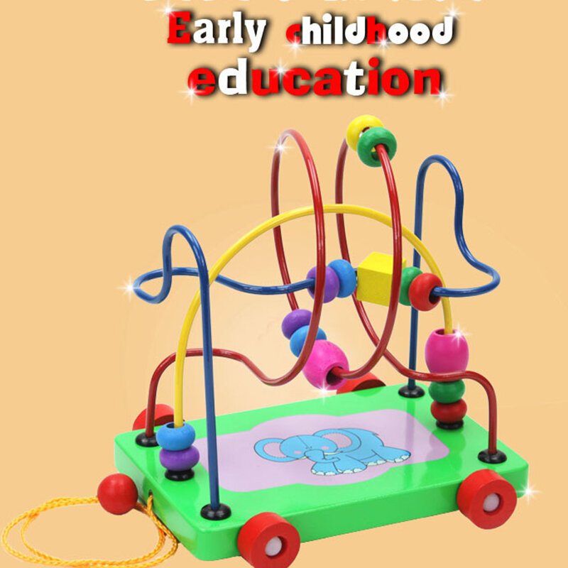 2019 새로운 어린이 조기 교육 코끼리 라운드 비즈 게임 어린이 나무 장난감 아기 생일 선물