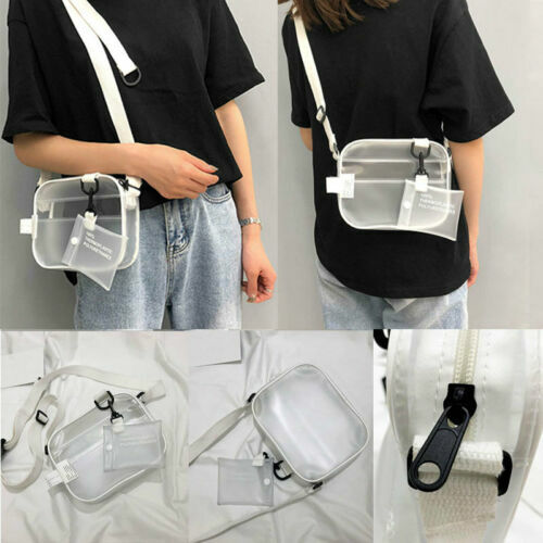 Women PVC Transparent Chain Cross Body Shoulder Bag Tote Jelly Summer Handbag Fashion Student Girls Purse